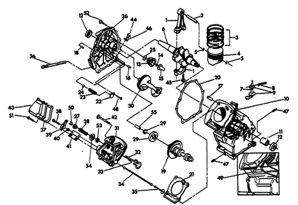 Engine Long Block Diagram and Parts List for 9765-0-MC  Briggs and Stratton Pressure Washer